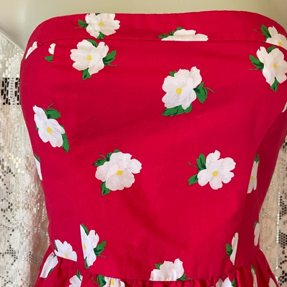 Vintage red floral strapless top small - Picture 4 of 6
